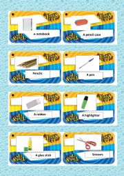 English Worksheet: School supplies What�s up game 