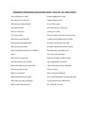 English Worksheet: sports &healthy life