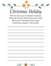 Writing prompt: Christmas Holiday