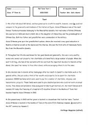 English Worksheet: 3rd Form End term 1 (Sc)