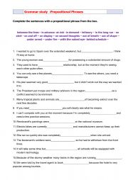 English Worksheet: Grammar : prepositional-phrases worksheet