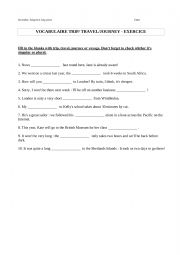 English Worksheet: Vocabulary exercise: trip/travel/journey/voyage