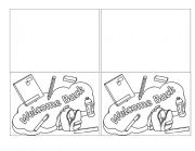 English Worksheet: Welcome back to school card (front and a message inside)- First day activity