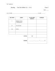 English Worksheet: The Hobbit Reading Quiz Ch 1 Ch 2