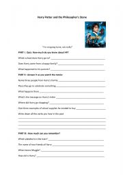 English Worksheet: harry potter worksheet from the first movie