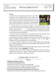 English Worksheet: Full Term English Test N1
