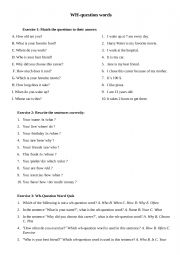 WH-question word worksheet