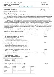 English Worksheet: 1st year scientific stream major exam
