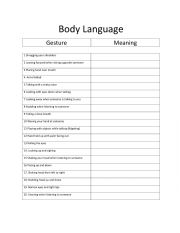 English Worksheet: Reading Body Language