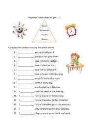English Worksheet: Adverbs of frequency worksheet
