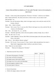 English Worksheet: A TV QUIZ SHOW 