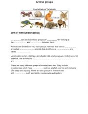English Worksheet: Vertebrtaes vs invertebrates