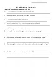 English Worksheet: Past simple VS Past progressive