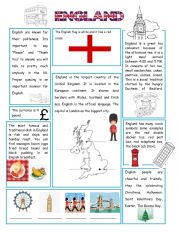 English Worksheet: England reading
