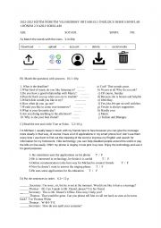 English Worksheet: 8 th grade 1st exam