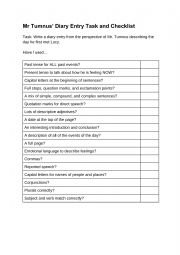 Diary Entry Checklist