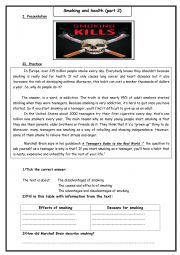 English Worksheet: Smoking and health part 2