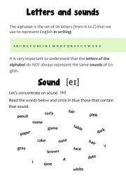 English worksheet: Letters and sounds