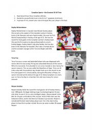 English Worksheet: Canadian Athletes