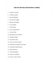 English Worksheet: Find the mistake_beginners