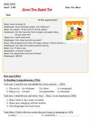 English Worksheet: At the supermarket