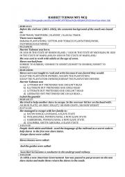 English Worksheet: Harriet Tubman Biography MP3 MCQ