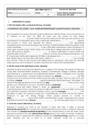 English Worksheet: Mid Term test n 2 (3rd form)