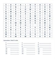 English Worksheet: Word Search Puzzle Action Verbs