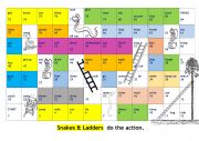 English Worksheet: snakes  and ladders verbs