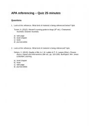 English Worksheet: APA Quiz