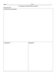 English Worksheet: Design Your On Smoothie