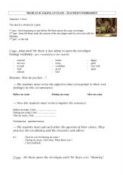 English Worksheet: Mr Bean is taking an exam