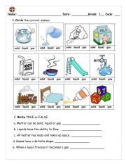 English Worksheet: STATES OF MATTER