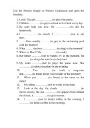English Worksheet: present simple present continuous 