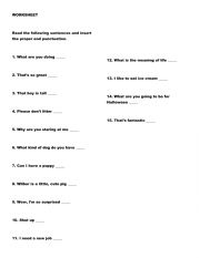 English Worksheet: Worksheet-Puntuation