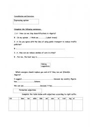 English Worksheet: expressing opinion 