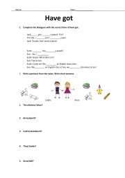English Worksheet: Have got exam
