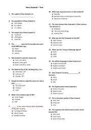 English Worksheet: New Zealand-test