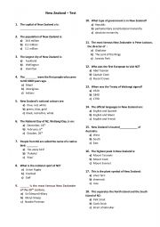 English Worksheet: New Zealand-test