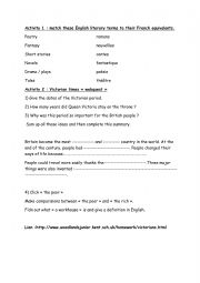 English Worksheet: webquest  about Victorian ages