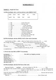 English Worksheet: simlple past