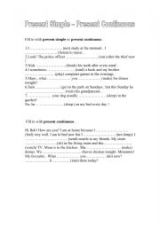 English Worksheet: PRESENT SIMPLE & CONTINUOUS
