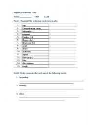 English Worksheet: quiz exam-take a stand for 10th graders
