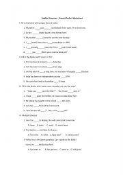 English Worksheet: English Grammar-Present Perfect Worksheet