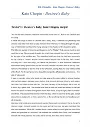 English Worksheet: Kate Chopin Desiree�s Baby