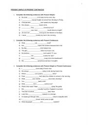 English Worksheet: present simple present continuous