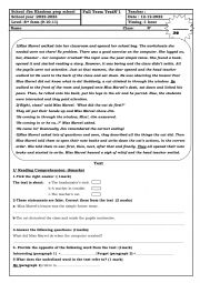 English Worksheet: full term test N°1 8th form tunisian students