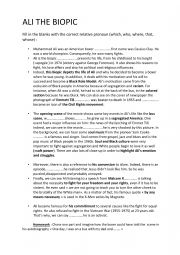 English Worksheet: Ali the biopic