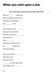 English Worksheet: When you wish upon a star