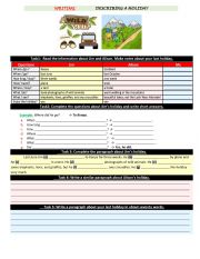 English Worksheet: My last holiday 